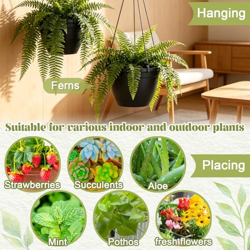 Roshtia 24 Pcs 6.3 Inch Plastic Hanging Pots for Plants Bulk with Hooks - color: Black, size: 6.3 Inch