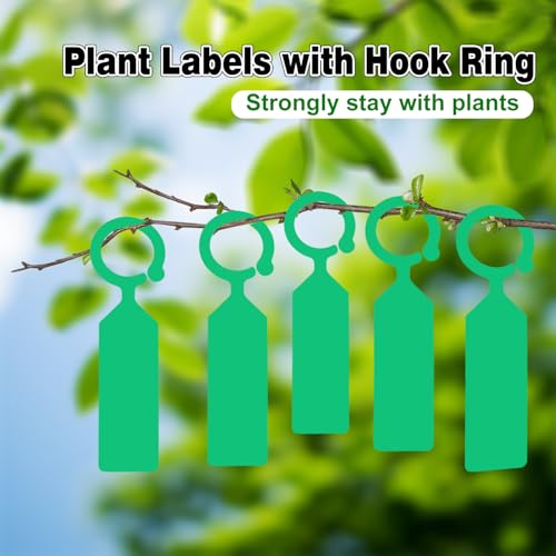 Plant Labels Yuanling 100Pcs Plastic Waterproof Plant Tree Tags Nursery Garden Markers for Indoor Outdoor Gardening Plants Vegetables Flowers Potted (Green Color with 1 Marker Pen) - color: Green