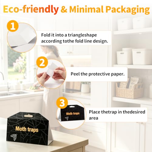 Upgraded Sticky Clothes & Pantry Moth Traps with Pheromone Lure, 8 Pack - size: 8 PACK