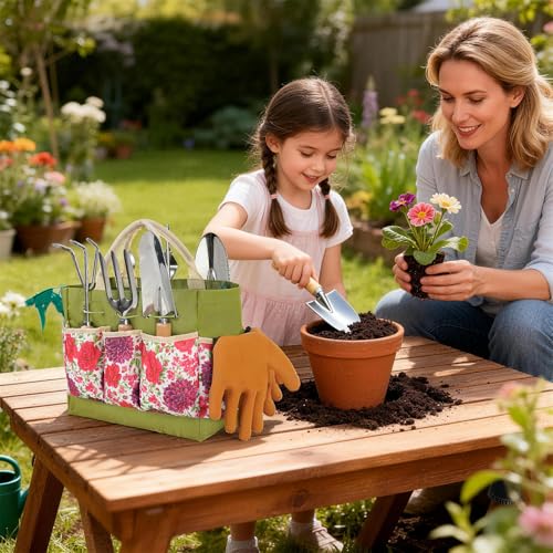 Garden Tool Set, 10 PCS Gardening Tools/Kit for Women,Gardener Gift - color: Green