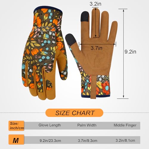 Leather Gardening Gloves for Women Thorn Proof Garden Gloves Touch Screen Working Gloves Gifts - color: Colorm, size: Medium
