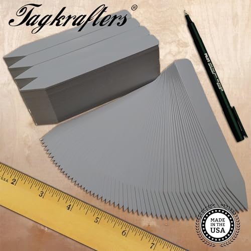 6" x 5/8" Grey Premium Pot Stakes with Marker - 300 Pcs - Plastic Plant Tags and Labels - Nursery Garden Tree Labels Waterproof Writeable | Made in The USA |