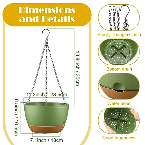 Remerry 6 Pcs 11.2 Inch Hanging Planters Hanging Plant Basket for Indoor Outdoor Plants Set Plastic Hanging Flower Pot with Drainage Holes and Removable Trays for Home Garden (White Gray Green) - color: White Gray Green