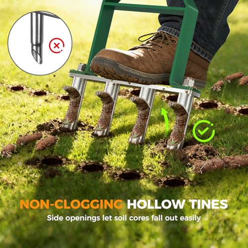 Suntee Lawn Aerator Tool, Green Manual Core Aerator for Lawn Care