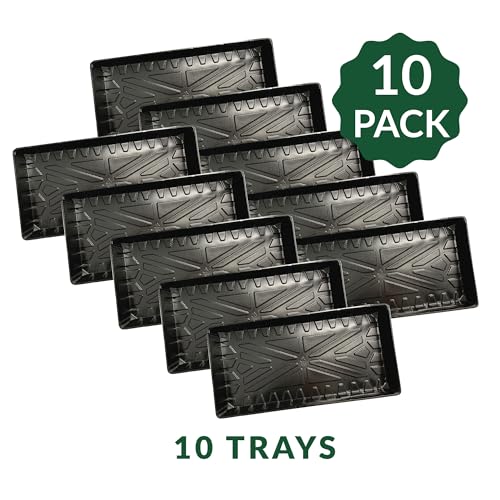 Jiffy Plant Germination Tray - Watertight, Lightweight - 10.75 x 21 in, 2 in Tall - 10-Pack - Plastic - style: 10 Trays