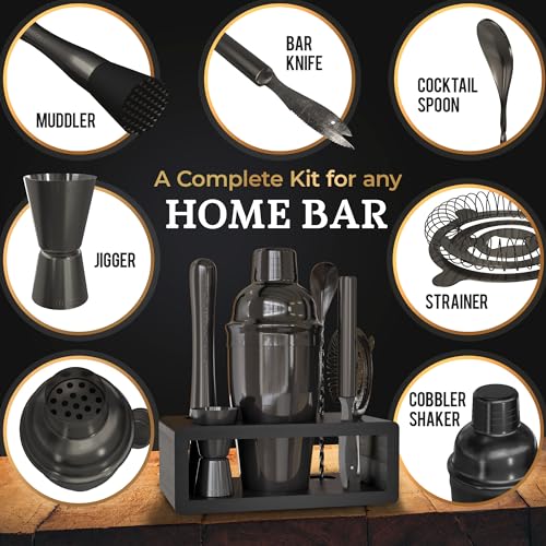 Highball & Chaser Cocktail Shaker Set: Bartender Kit for Home Bar Mixology Cocktail Bar Set Plus E-Book with 30 Recipes - color: Gunmetal