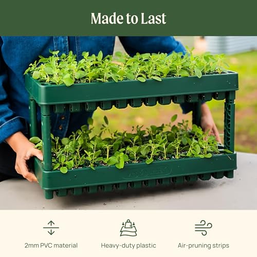 Vego garden 10" x 20" 76 Cells Seed Starter Tray Stackable Seedling Starting Germination Trays for Plants Planting Vegetables Herbs Flowers - size: 1 Pack, style: 76 Cells Stackable Tray