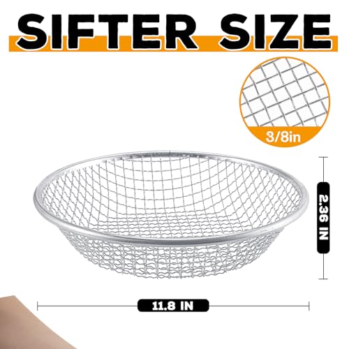 Sifter.Size 3/8" Mesh Soil Sifter Sieve - Heavy Duty Galvanized Screen for Compost, Dirt, Rocks, Gravel & Garden - Fits 5 Gallon Bucket, Rust-Resistant - Composting & Sifting Tool - style: 3/8 In