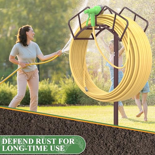 Qatsrin Heavy Duty Garden Hose Holder, Water Hose Reel Holds 150ft, Bronze - color: Bronze