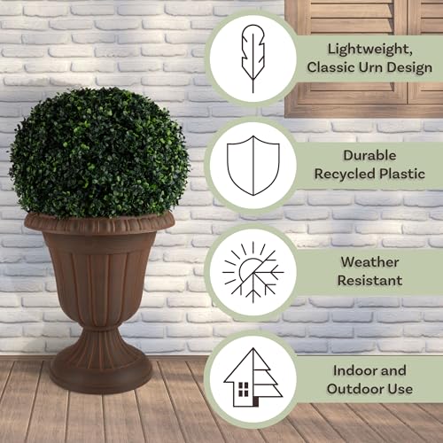 Pure Garden Flower Pots Outdoor Planter, Brown, 16x18-Inch, 2-Pack - color: Brown