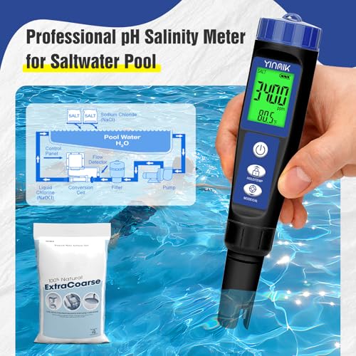 YINMIK pH Salt Meter Salinity pH Tester for Saltwater Pool pH ORP Monitor