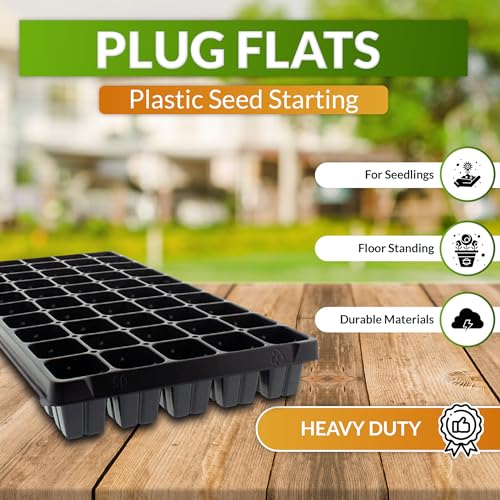 IGC Greenhouse Megastore Plant Plug Trays - 50 Cells, 100 Pack - Plastic Seed Starting Cell Plug Flats for Plants & Microgreens Germination - Planting Trays for Seedlings Reusable Heavy Duty - size: 50 cells