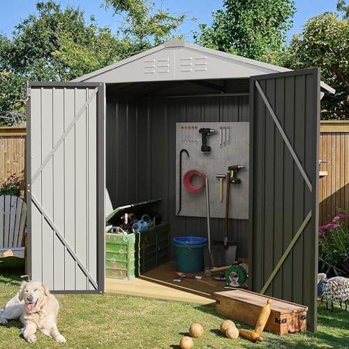Devoko 6x4 FT Outdoor Storage Shed, Gray - color: Gray, size: 6x4 FT
