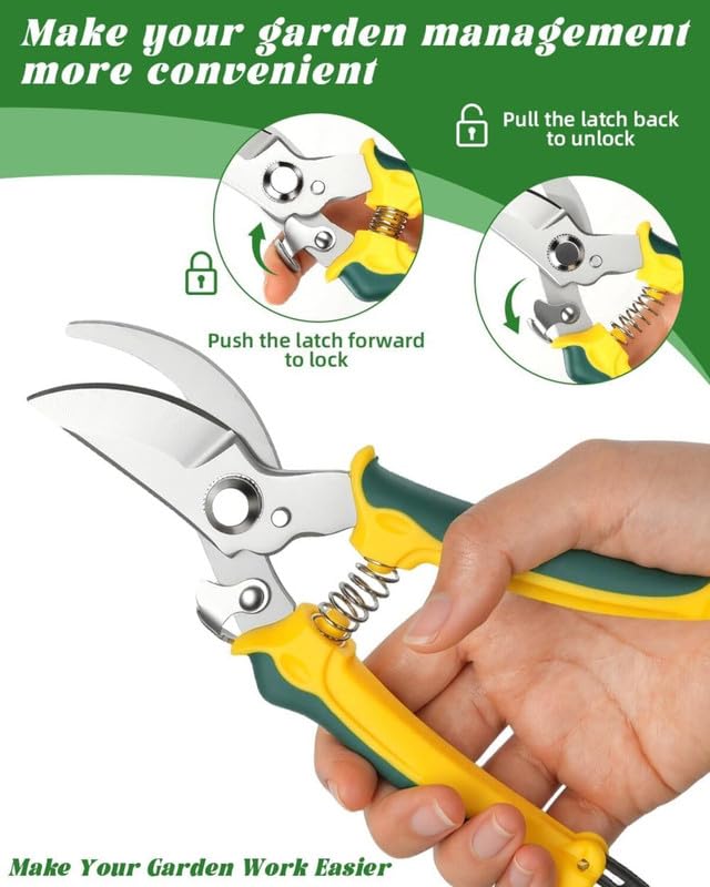 3-Pack Garden Pruning Shears Set, Stainless Steel Bypass Pruners & Precision Snips for Plants, Flowers, Trimming & Gardening