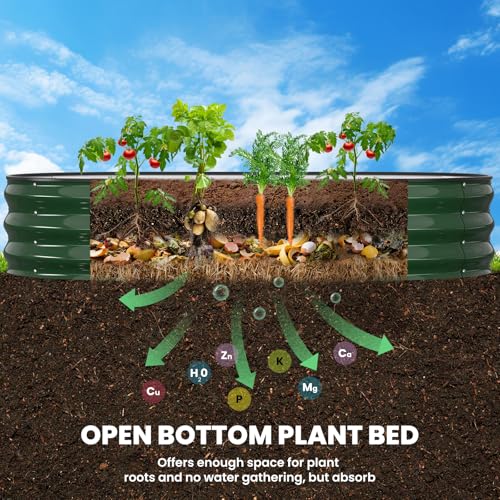 Pattiumo Galvanized Raised Garden Bed 6x3x1 FT, Oval Metal Raised Garden Bed Outdoor Planter Box with Open Bottom, Rust-Resistant Steel Garden Bed for Vegetables Herbs Flowers, Easy Assembly - color: Forest Green, size: 6x3x1 FT
