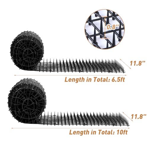 Bynccea Cat Scat Mat with Spikes, 6.5ft Cat Repellent Mat Anti Cat Prickle Strips Network Digging Stopper Outdoor PP Plastic Cat Spike Mat(Black