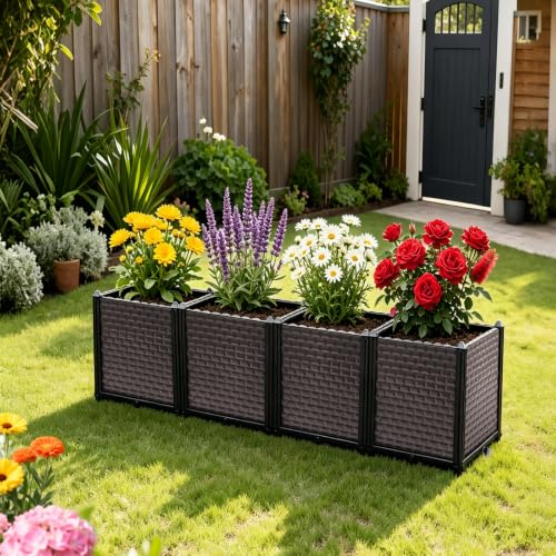Large Planters for Outdoor Plants 20" Tall Planter Box, 62.9"L x 15.7"W - size: 62.9"(l) X 15.7"(w) X 19.7"(h)