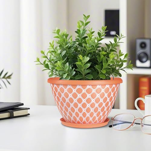 Nooulap 10 Inch Flower Pots Outdoor Indoor, 4 Pack - color: Orange, size: 10 inch