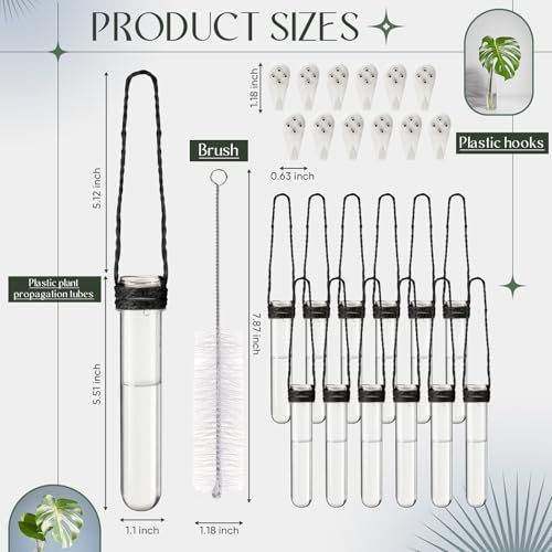 Baderke 12 Pack Plastic Hanging Propagation Station Tubes, Black - color: Black