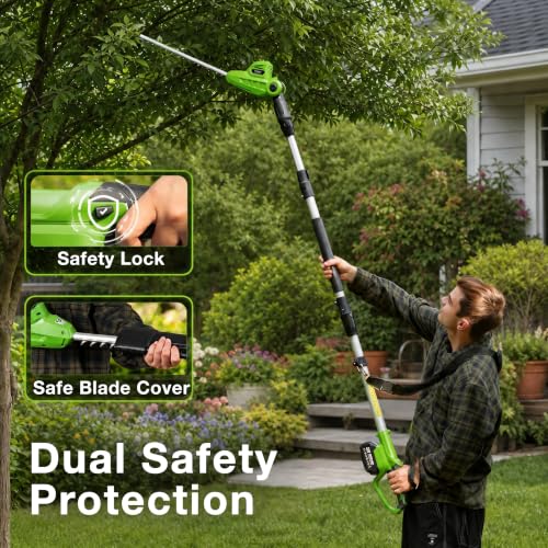 Taskstar Pole Hedge Trimmer Cordless: 20V Powered Dual-Action Blade