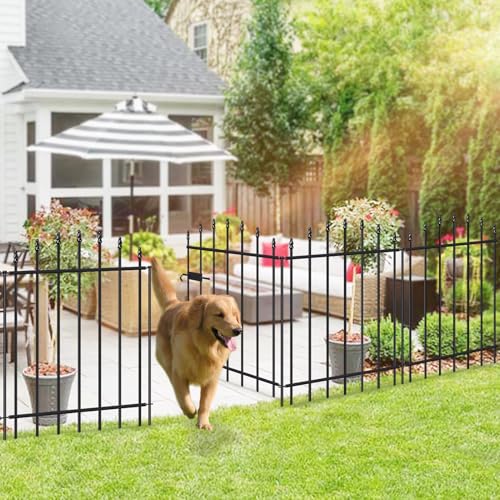 32" x 12' No-Dig Metal Garden Fence with Gate, Outdoor Fencing for Yard - size: Roman Col 32″H x 12ft (1Gate+5Panels)