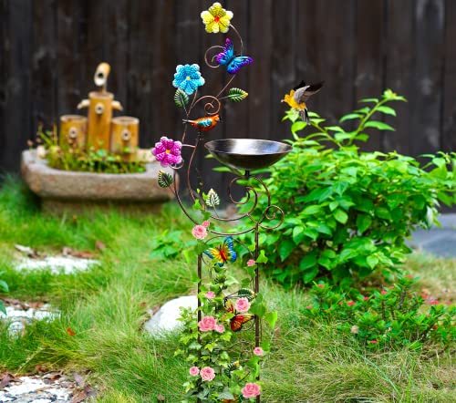 YYWMWM Metal Bird Bath with Trellis for Outside, 57” Height Birdbaths & Supports, Small Garden Decorative Trellises for Climbing Flowers Outdoor (Butterfly) - style: Butterfly