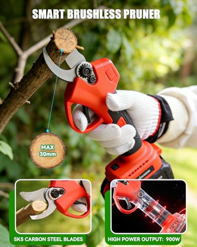 4-in-1 Cordless Pole Saw & Pruning Shears Combo Kit with 2X 4.0Ah Batteries - color: Red