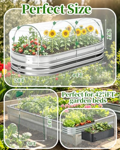 2 Pack Garden Mesh Netting Kit for 4x2 FT Raised Bed, Ultra Fine Garden Plant Cover with 6 Sets 3.9 FT Fiberglass Hoops, 20 Clips & Stainless Steel Connectors for Vegetables Flowers (4x2x2 FT)