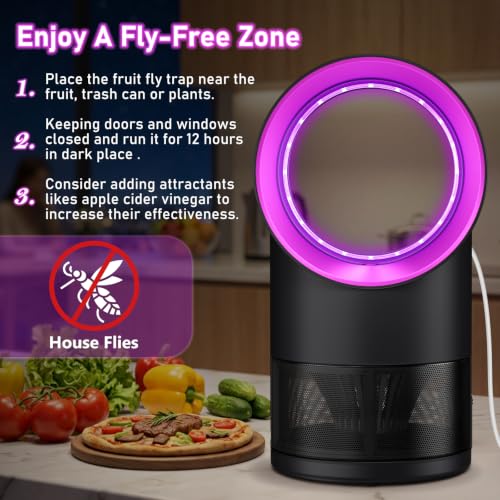 Fly Trap Indoor, Gnat Traps House Indoor, Indoor Pink Insect Trap with Timer - color: Pink