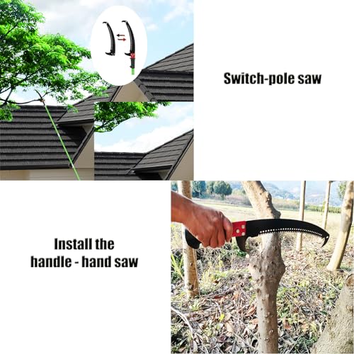 Hand Pruning Saw RazorTOOTH,Extension Pole Tree Trimmer Saw Attachment(Head) , Curved Blade Hand Saw,Can Cut Branches With a Diameter Of 7 Inches.23.4in With handle - size: 23.4in With handle