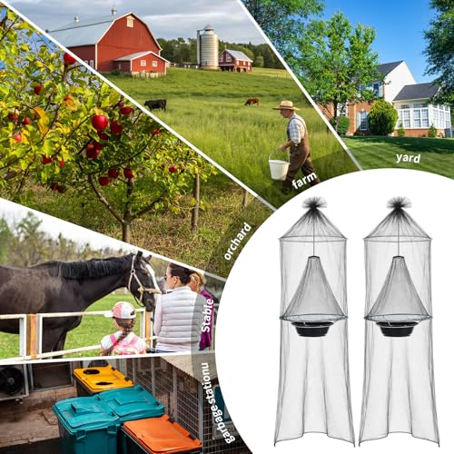 4 Pcs 2 in 1 Spotted Lanternfly Trap with Bait Tray, Fly Traps Outdoor, Enhanced Lanternfly Tree Trap, Ranch Fly Pest Catcher Cage for Backyard Garden Park Farm Tree Protection(Grey)