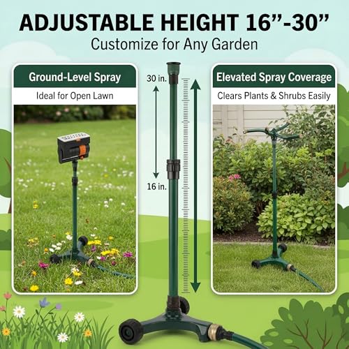3-in-1 Lawn Sprinkler System with Adjustable 16-30" Riser