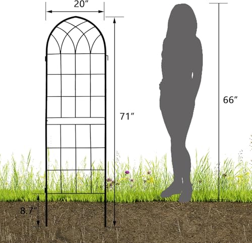 LZRS 71 x 80in Rustic Iron Arch Decoration Garden Trellis with Black Metal Coating – Perfect for Supporting Climbing Plants Outdoor, Roses, Vines, Flowers, and Vegetables. - color: Carbon Black, size: 71"H x 80"W