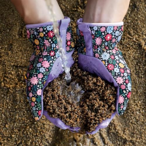 Gardening Gloves for Women, Breathable Leather Garden Gloves,Gardening Gift - color: Purple - Flower