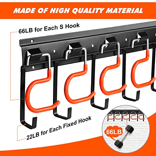 TVKB 68'' All Metal Garden Tool Organizer Adjustable Garage Tool Organizer Wall Mount Garage Organizers and Storage with Heavy Duty Hooks Tool Hangers for Garage Wall, Shed, Garden (Pack of 2) - size: 68inch(17"x4pack) (Pack of 2)