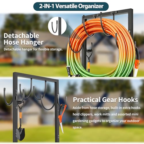 BOLITE Garden Hose Holder, Heavy Duty Freestanding Water Hose Holder, 150ft - color: Black