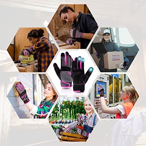 AIGEVTURE Work Gloves Women,Utility Gardening Gloves Touch Screen,Thin Mechanic Working Gloves Pink,Comfortable,Flexible,Fit - color: Pink, size: Small (Pack of 1)