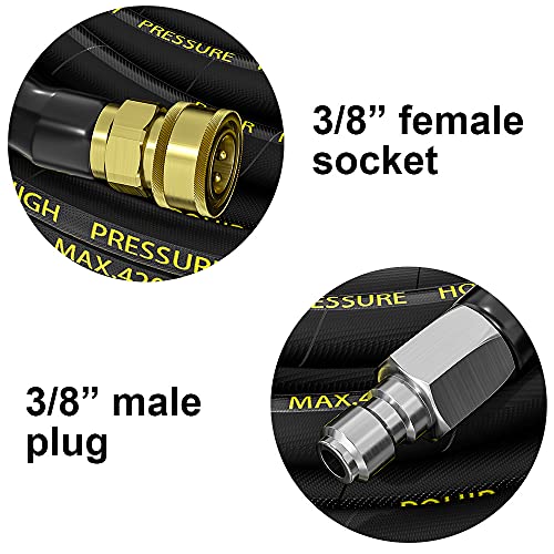 POHIR Pressure Washer Hose 25ft with 3/8'' QC, 4200PSI Power Washing Hose - size: 25FT