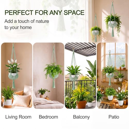 Shappy 1 Pack Boho Macrame Plant Hanger for Indoor - color: Sage Green, size: Style E