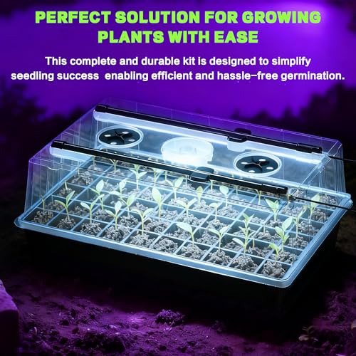 120-Cell Self-Watering Seed Starter Tray with Grow Lights, Upgraded 1–24H Timer, Seed Trays with Humidity Dome, Indoor Gardening System, Starter Kit for Seeds, Plant Germination - size: 120 cell