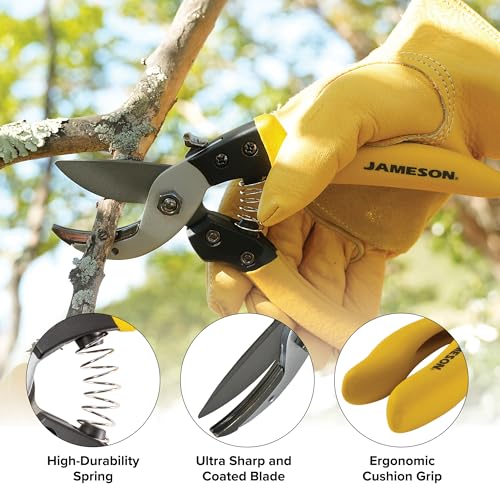 Jameson Anvil Pruning Shears – Heavy-Duty Professional Grade Pruner, 3/4” Cutting Capacity, Non-Stick Coating, Ergonomic Grip, Durable Aluminum Frame for Precision and Long-Lasting Performance