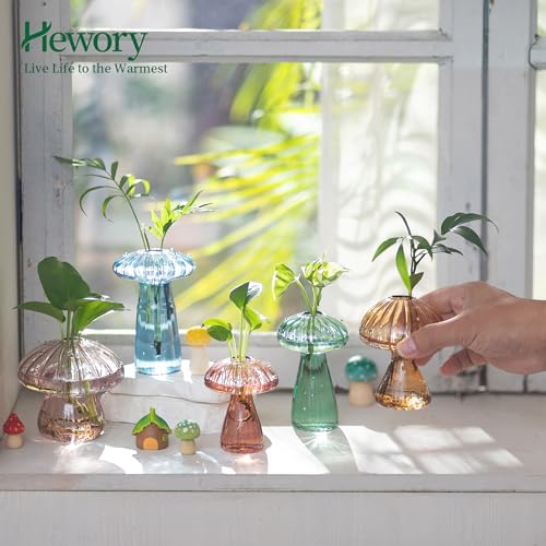 Hewory Plant Propagation Stations: 10PCS Colored Mushroom Vase for Flower - color: Multi-color, size: 10