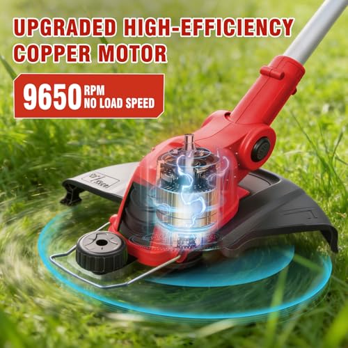 21V Electric Weed Wacker & Edger Lawn Tool Auto-Feed with 2.0Ah X 2 Battery