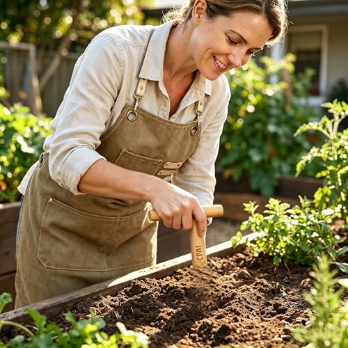 Seed Dibber Hand Dibber Bulb Planter Tool, Stainless Steel Garden Dibber with Wooden Handle for Planting Seeds, Bulbs, Tulips, Daffodils and Flowers (11.0x4.5in) - size: 11.0x4.5in