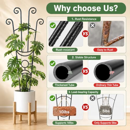 32.6in Plant Trellis for Climbing Plants Indoor Outdoor, Expandable Large Metal Garden Trellis for Potted Plants, Heavy-Duty Tall Pothos Plant Climber Support for Ivy Pothos Hoya Monstera, 2P - size: 32in, 2p
