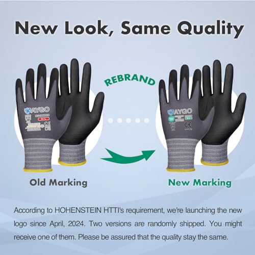 KAYGO Safety Work Gloves, MicroFoam Nitrile Coated, Men Women,KG18N - color: Gray, size: Medium