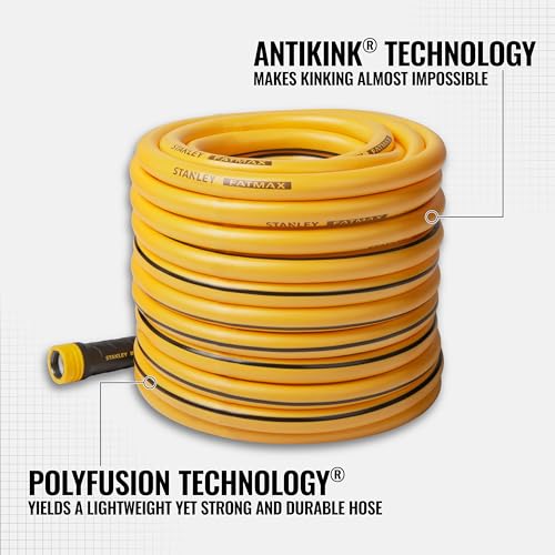 Stanley FATMAX Professional Grade Garden Hose, 100 Feet x 5/8 Inch, Yellow, 500 PSI - size: 100 Ft