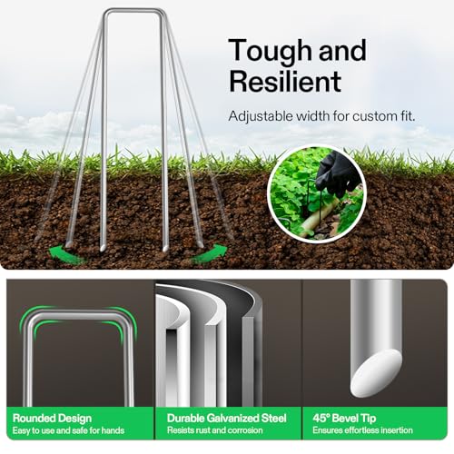VIVOSUN 6-Inch 400-Pack Garden Stakes, 11-Gauge Galvanized Steel U-Shaped Staples for Landscape Fabric, Ground Cover, Soaker Hose, Irrigation Tubing, and Fence Securing - size: 200 PCS (Pack of 2)