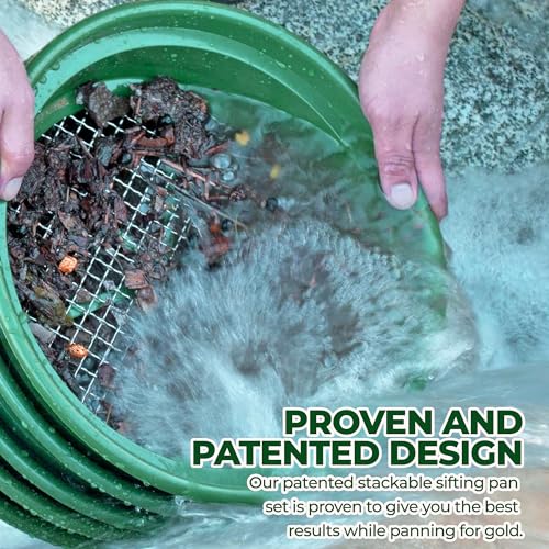 SE 13.25 Inch Wide Stackable Classifier Gold Prospecting Pan - 1/2 Inch Stainless Steel Mesh Sifting Pan, Green - size: 1/2 inch, style: Pans