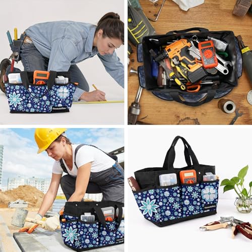 Housolution 14 Inch Gardening Tote Bag, Garden Storage Bag, Blue Flowers - color: Blue Flowers, size: 14 Inch